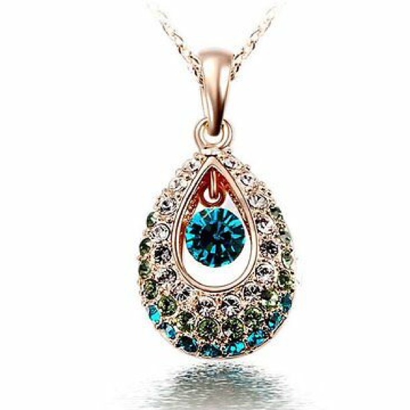 18k Gold Plated Rhinestone Teardrop Necklace